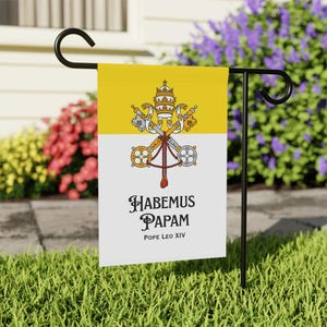 Bandiera di Papa Leone XIV, bandiera da giardino Habemus Papam, bandiera cattolica del Nuovo Papa, decorazione con bandiera del Vaticano, cartello cattolico da giardino, bandiera cattolica da giardino