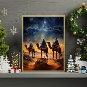 Three Wise Men Art Download, We Three Kings, Catholic Home Decor, Christmas Nativity Artwork, Christian Christmas Wall Decor, Epiphany Decor