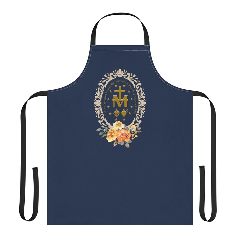 Delantal católico, delantal de la Medalla Milagrosa, regalo para mamá católica, delantal de cocina mariano, regalo de la Virgen María, regalo para el Día de la Madre católica imagen 2