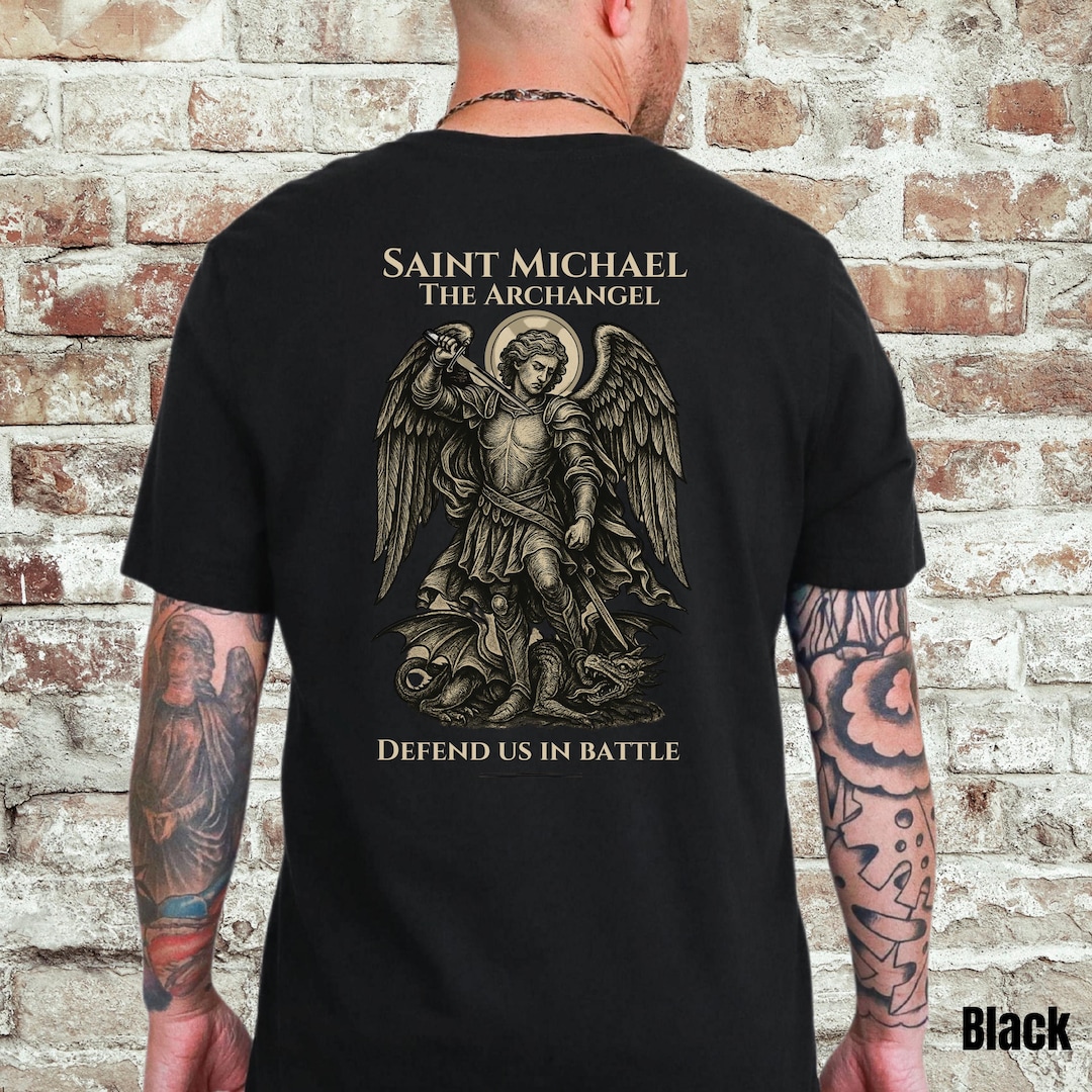 トップス SAINT MICHAEL THE SAINT ARMY L/S TEE XL Saint Michael the Archangel T-shirt: Catholic Warrior