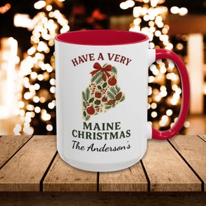 Personalized Maine Christmas Mug, Maine Christmas Gift, Family Holiday Gift, Moving to Maine Gift, Maine Souvenir, Vacation Gift Keepsake