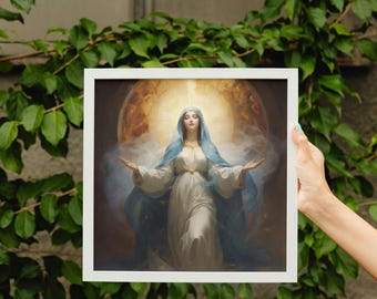 The Blessed Virgin Mary, The Immaculate Conception, Blessed Mother Art Download, Catholic Mother&#39;s Day Gift, Virgin Mary Print, Marian Art