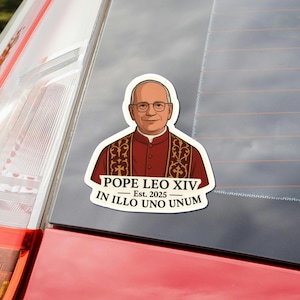 Adesivo di Papa Leone XIV, Adesivo con il motto di Papa Leone, In Illo Uno Unum, Elezioni Papali 2025, Adesivo del Papa Agostiniano, Adesivo cattolico da regalare
