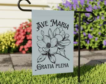Ave Maria Garden Flag: Catholic Floral Spring Decor