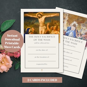 Kaartenset voor gekruisigde Christus en verrezen, afdrukbare 4 x 6 katholieke sympathie- of gebedskaarten, kaart overwinning op dood massaintentie