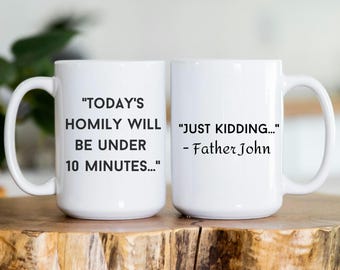 Tasse à café drôle de prêtre : cadeau d'humour catholique, tasse de blague religieuse