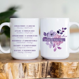 Catholic Women Saints Coffee Mug, Catholic Mother's Day Gift, Catholic Coffee Mug, Catholic Mom Mug, Patron Saint Mug