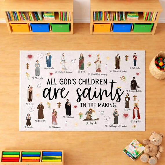 Catholic Saints Classroom Rug, Christian School Decor, Educational Saints Learning Carpet, Back to School Classroom Decor, Sunday School Rug