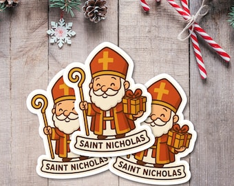 Saint Nicholas Stickers: Religious Christmas Decals, Holiday Stocking Stuffers