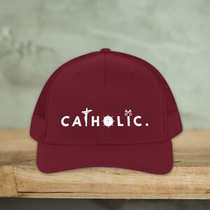 Catholic Embroidered Trucker Hat, Embroidered Catholic Hat, Catholic ...