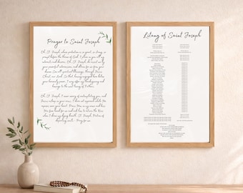 St. Joseph Prayer Printable, Litany of Saint Joseph Wall Art, Catholic Decor (Digital Download)