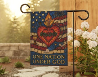 Catholic 4th of July Garden Flag: Sacred Heart Patriotic Decor