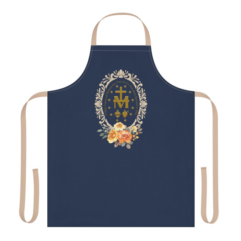 Delantal católico, delantal de la Medalla Milagrosa, regalo para mamá católica, delantal de cocina mariano, regalo de la Virgen María, regalo para el Día de la Madre católica imagen 3