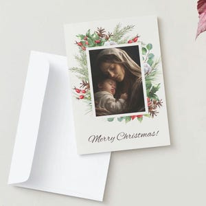 Druckbare Weihnachtskarte, Mutter und Jesus Weihnachtskarte, Weihnachtskarte für Mama, katholische Weihnachtskarte, Weihnachtskarte, Download