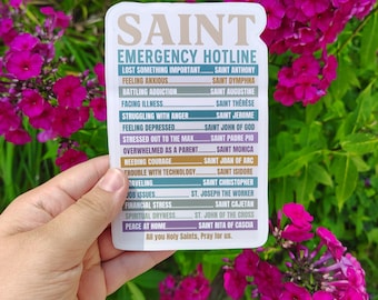 Saint Emergency Hotline Sticker or Magnet: Catholic Gift for All Saints Day, Christmas, Confirmation, Easter, Birthdays