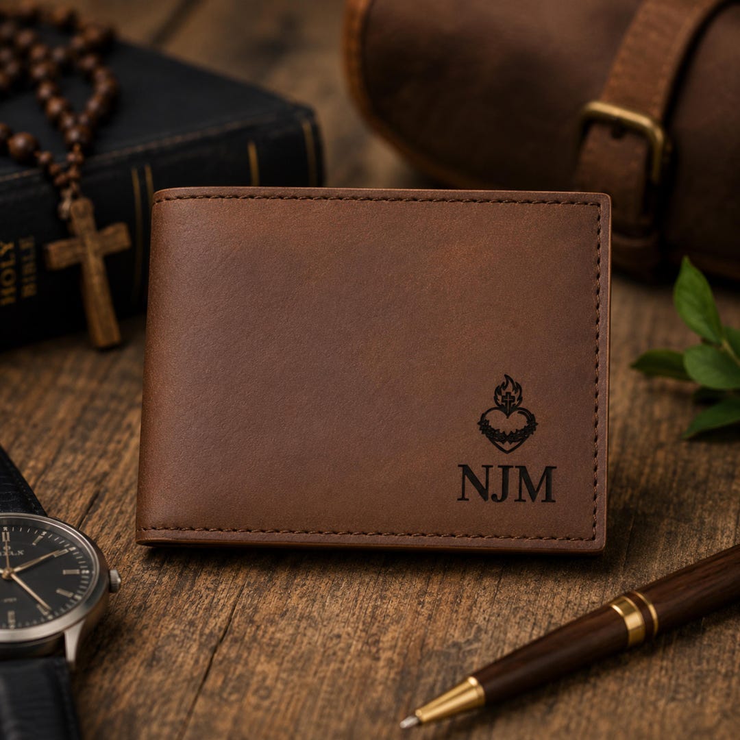 Custom Sacred Heart Wallet for Men, Personalized Catholic Wallet, Gift ...