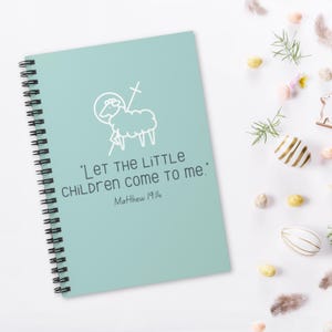 Diario de oración para niños, cuaderno de misa para niños, diario de oración católica, cuaderno del Cordero de Dios, cuaderno de iglesia para niños, regalo católico de Pascua