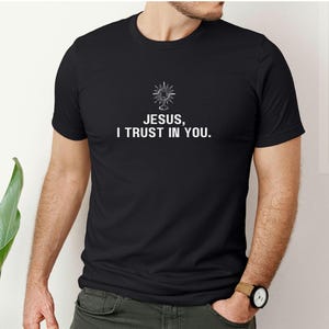 Catholic Mens T-shirt, Jesus I Trust in You Tee, Catholic Father&#39;s Day Gift, Divine Mercy Graphic Tee, Catholic Apparel, Catholic Gifts