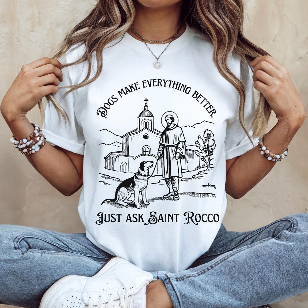 St Rocco St. Rocco Catholic Shirt, Patron Saint of Dogs Tee, Christian Dog Lover ...