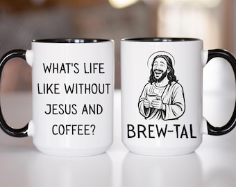 Zabawny kubek z Jezusem, chrześcijański żart dla mężczyzn i kobiet, kubek wiary Brew-Tal