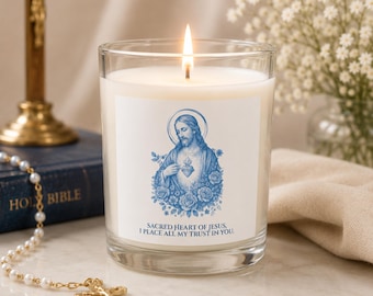 Sacred Heart of Jesus Candle, Catholic Candle, Catholic Gift for Women, Prayer Candle, Confirmation Gift, Christian Home Decor