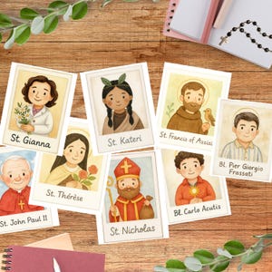 Catholic Saints Digital Download, Printable Saints for Kids, Catholic Homeschool, Saint Feast Day, Religious Education, Classroom Decor