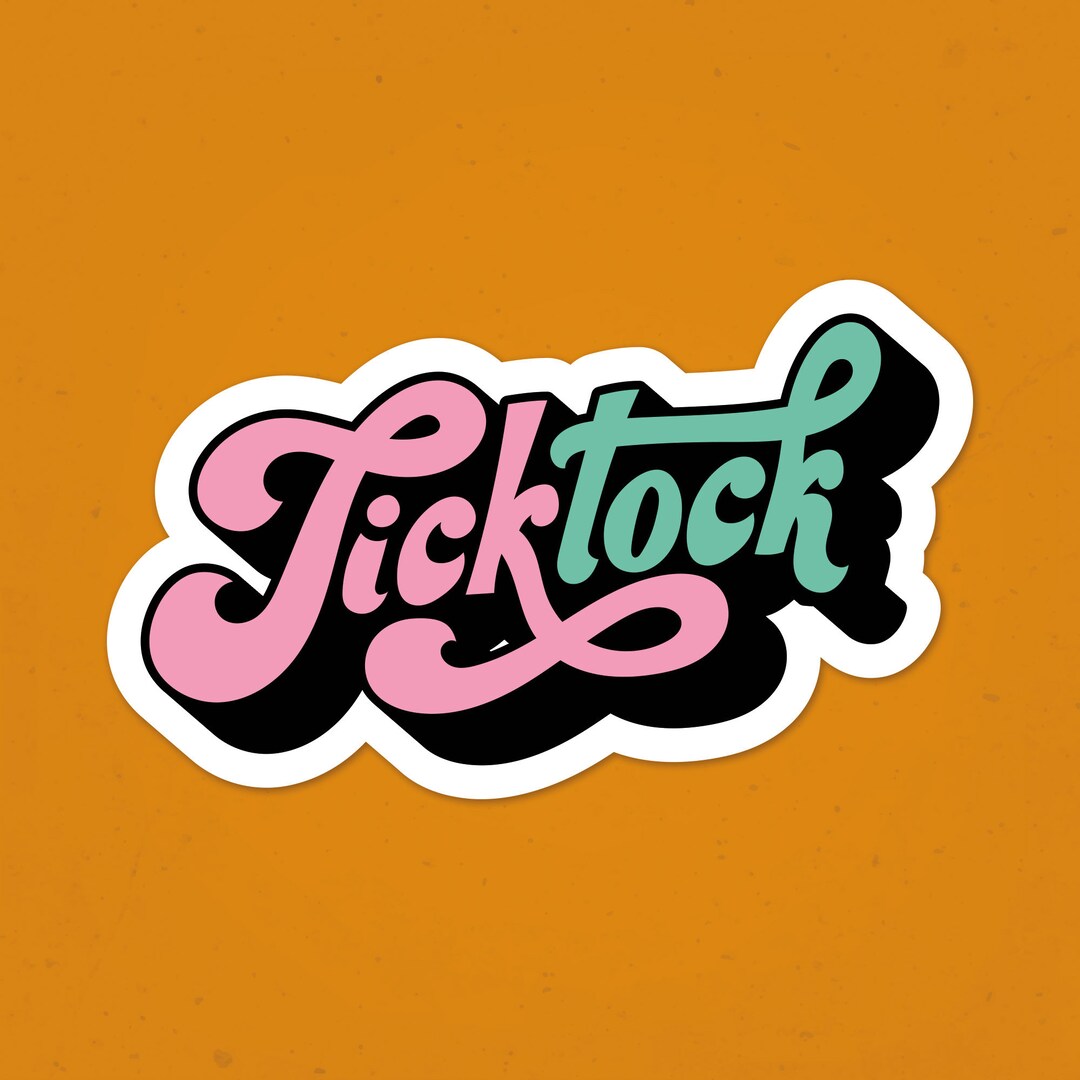 Tick Tock Sticker Pink and Green Sticker Time Sticker Vinyl Etsy