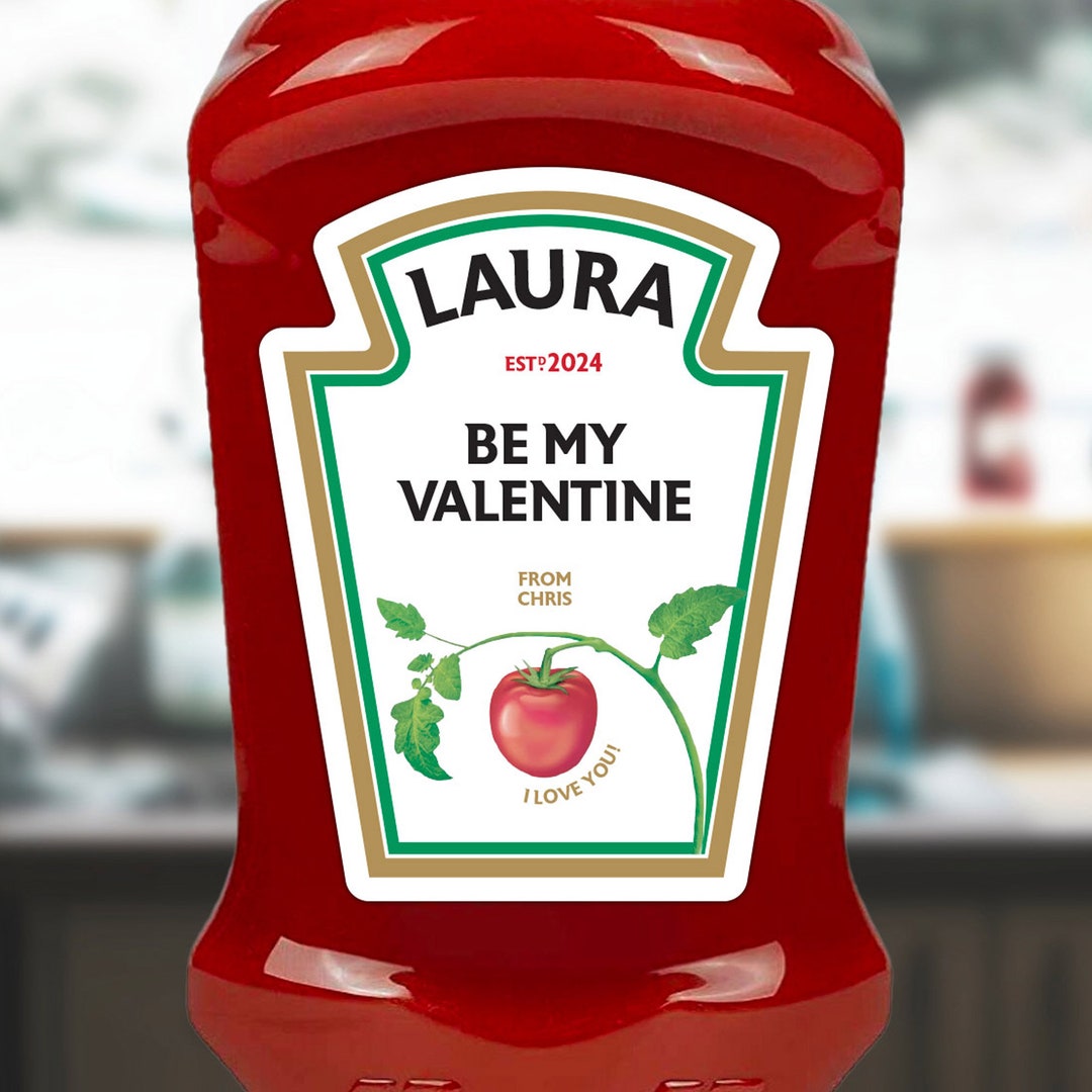 Personalised Tomato Ketchup Sauce Label Vinyl Sticker, Funny Novelty