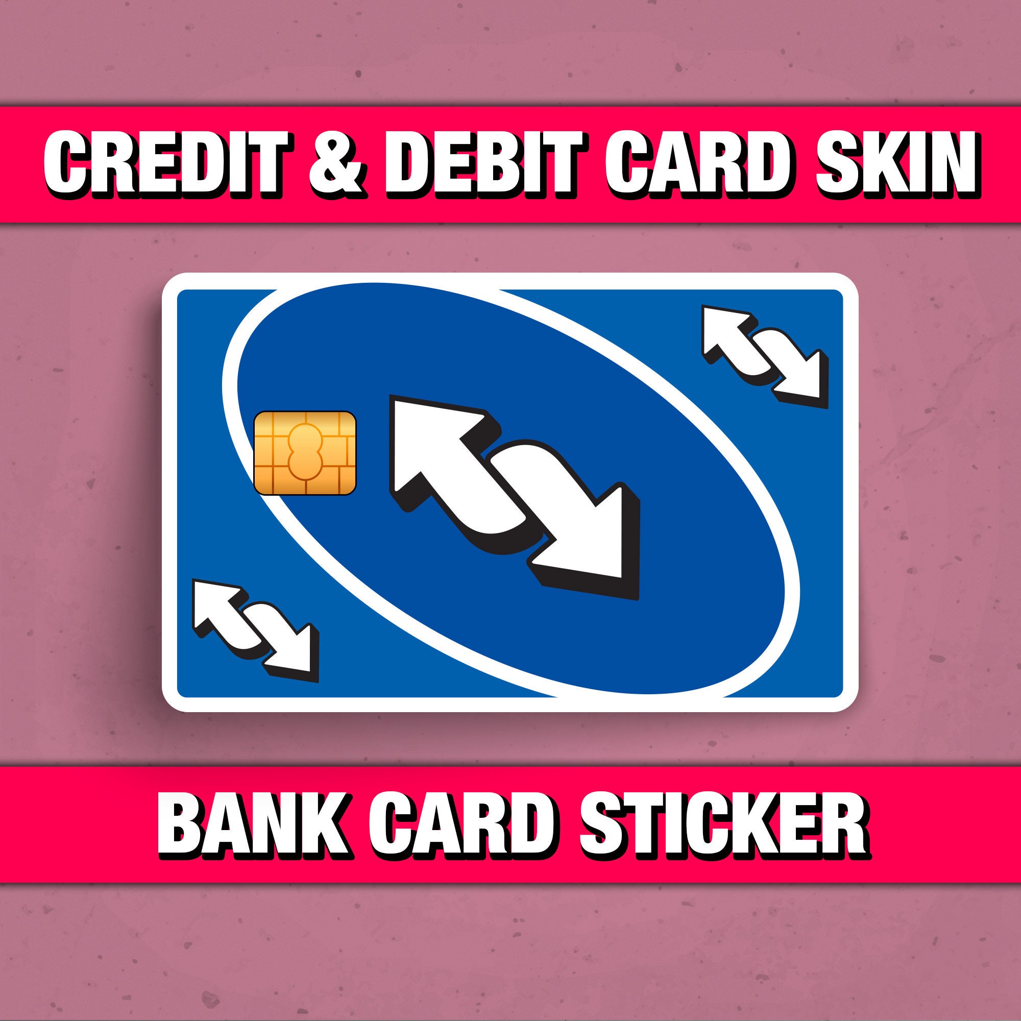 Uno Reverse Draw 4 Card Credit Card SMART Sticker Skin Decal, Card