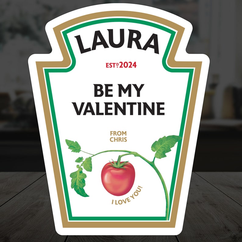 Personalised Tomato Ketchup Sauce Label Vinyl Sticker, Funny Novelty
