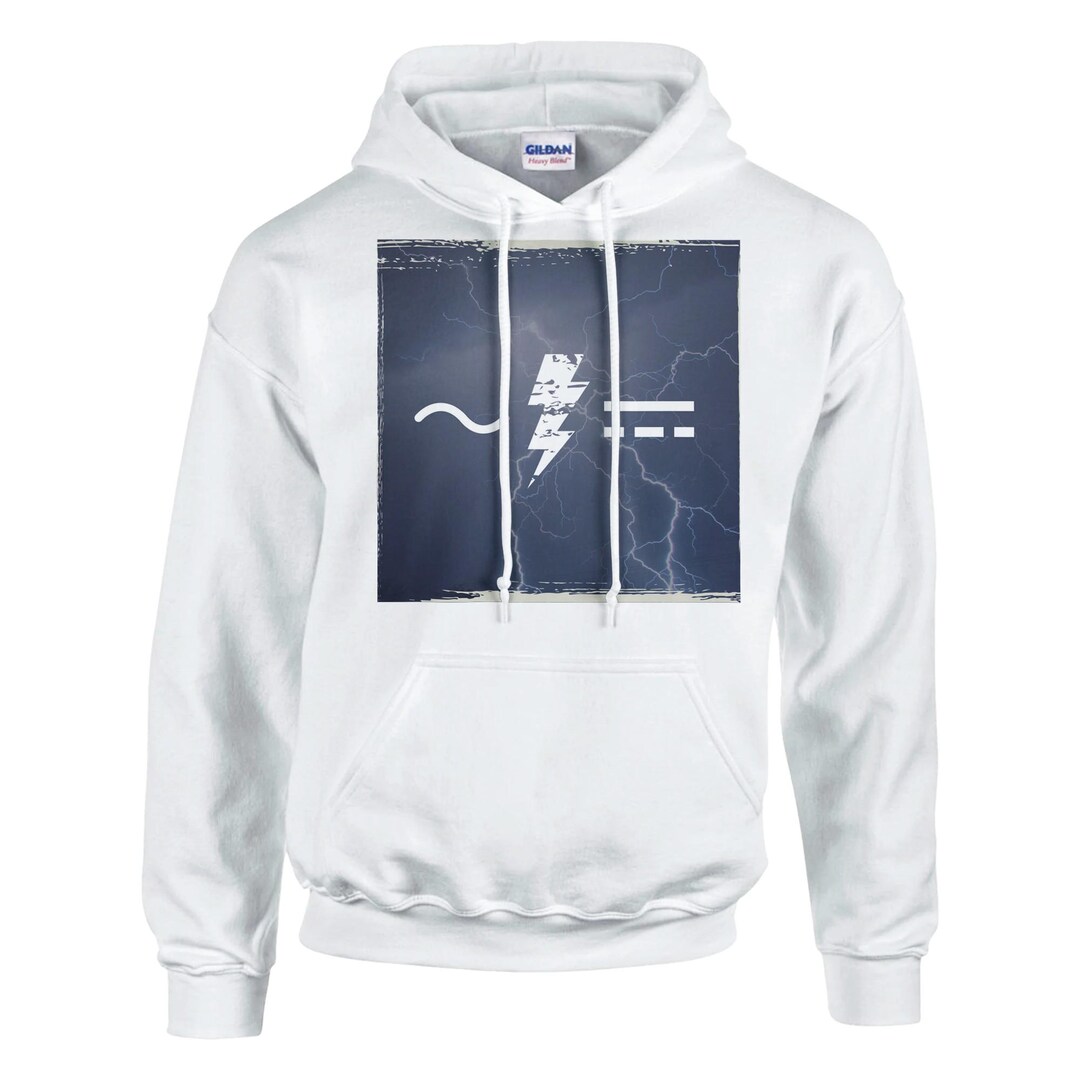AC/DC Hoodie - White With Blue Logo - Cozy Cotton-polyester Blend ...