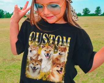 Custom Bootleg Rap Pet Shirt – Personalized Dog/Cat Photo Tee, Retro 90s Hip‑Hop Style