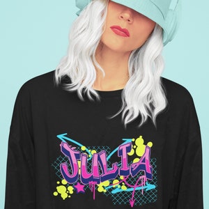 Personalized Name Graffiti Airbrush RapTee Gift Boyfriend Birthday Gift Streetwear Graffiti Letter Custom Personalized Any Name & Colors