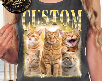 Custom Pet Photo Tank Top, 90s Retro Rap Style, Comfort Colors®