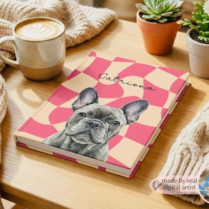 Cuaderno personalizado para mascotas con retrato de perro, diario de animales de tapa dura, regalo para amantes de los perros