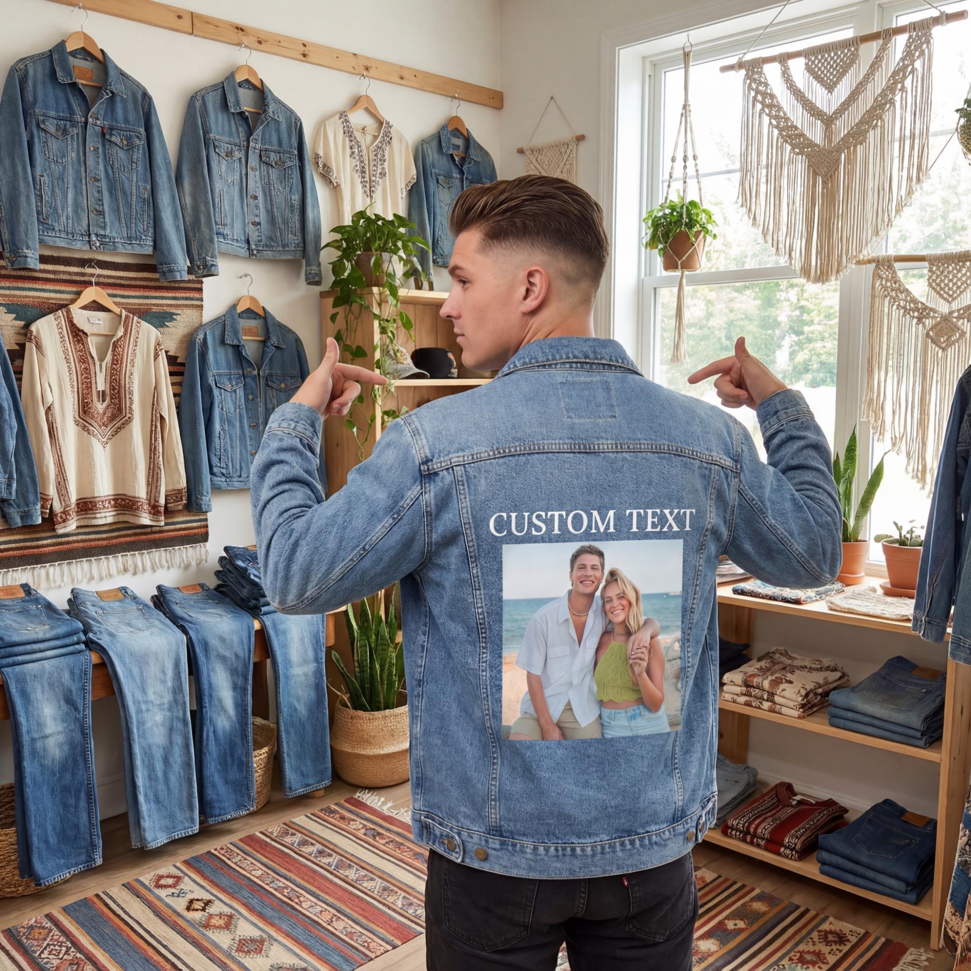Custom Jacket Photo Frame Custom Denim Jacket With Photo or Text - Etsy