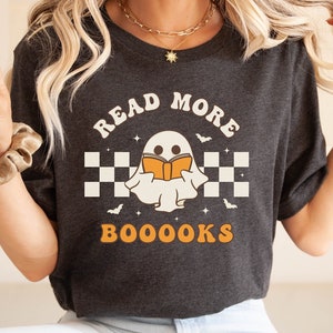 Halloween Teacher Shirt, Read More Books T-Shirt, Banned Books TShirt, spooky teacher shirt, Retro Ghost Shirt, Teacher Appreciation Gift