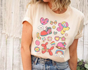 Clowncore Shirt, Gen Z T-Shirt, Weirdcore Aesthetic, Clown core Clothing, Clown T-shirt, Coquette Pastel Kidcore Clothes, Retro graphic Tee