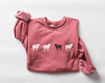 Black Sheep Sweatshirt, Personalized Black Sheep of the Family Gift, Animal Lover Gift, Funny Sheep  Crewneck, Lamb Shirt, Outcast Sweater