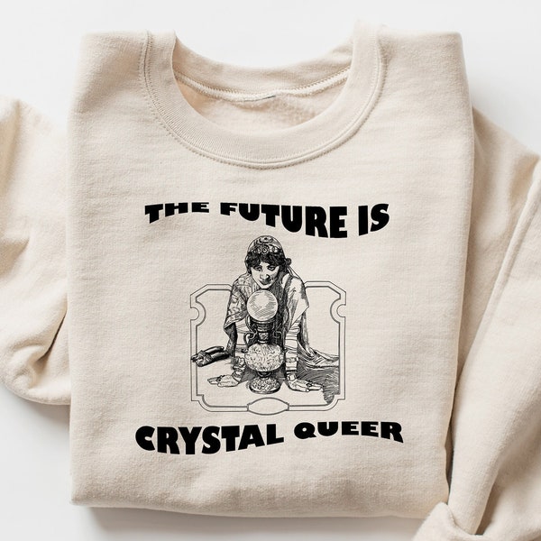 The Future Is Crystal Queer Shirt, Lgbtqia Pride Shirt, Homosexual Futuristic Pride Shirt, Pride Month Shirt, Witchy Pride Tee, LGBTQ Month