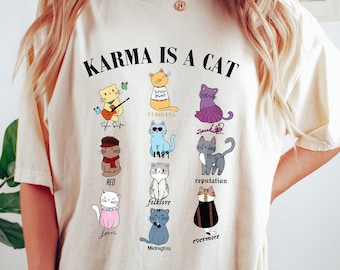 Karma Is A Cat Shirt, Midnights Cat Tshirt, Swiftie Cat Sweatshirt, Midnights Inspired Tee, Swiftie Cat Shirt, Animal Lover Shirt