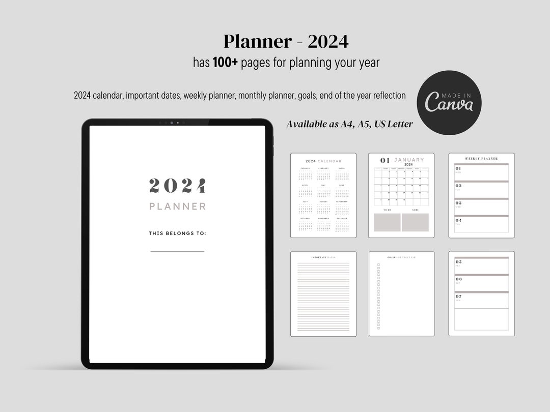 2024 Digital Planner Weekly Planner Monthly Planner Planner - Etsy