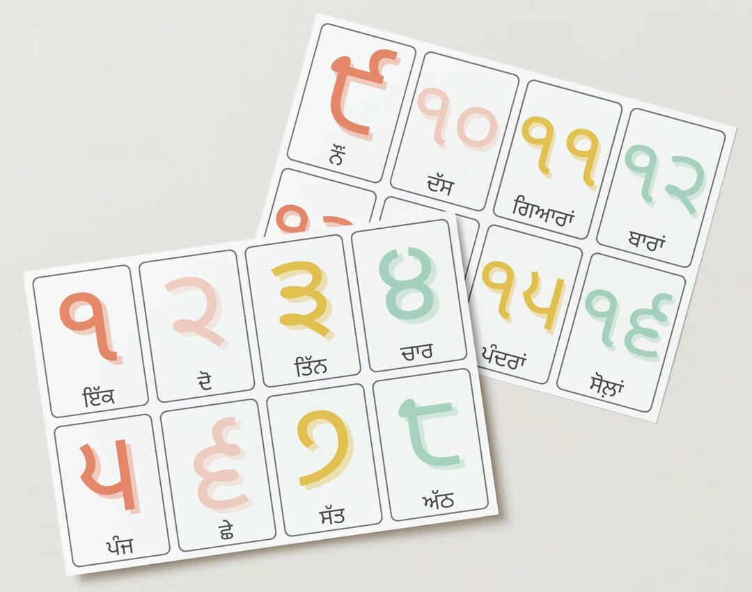 Punjabi Gurmukhi Number Flash Cards 1 20 Punjabi Number Etsy