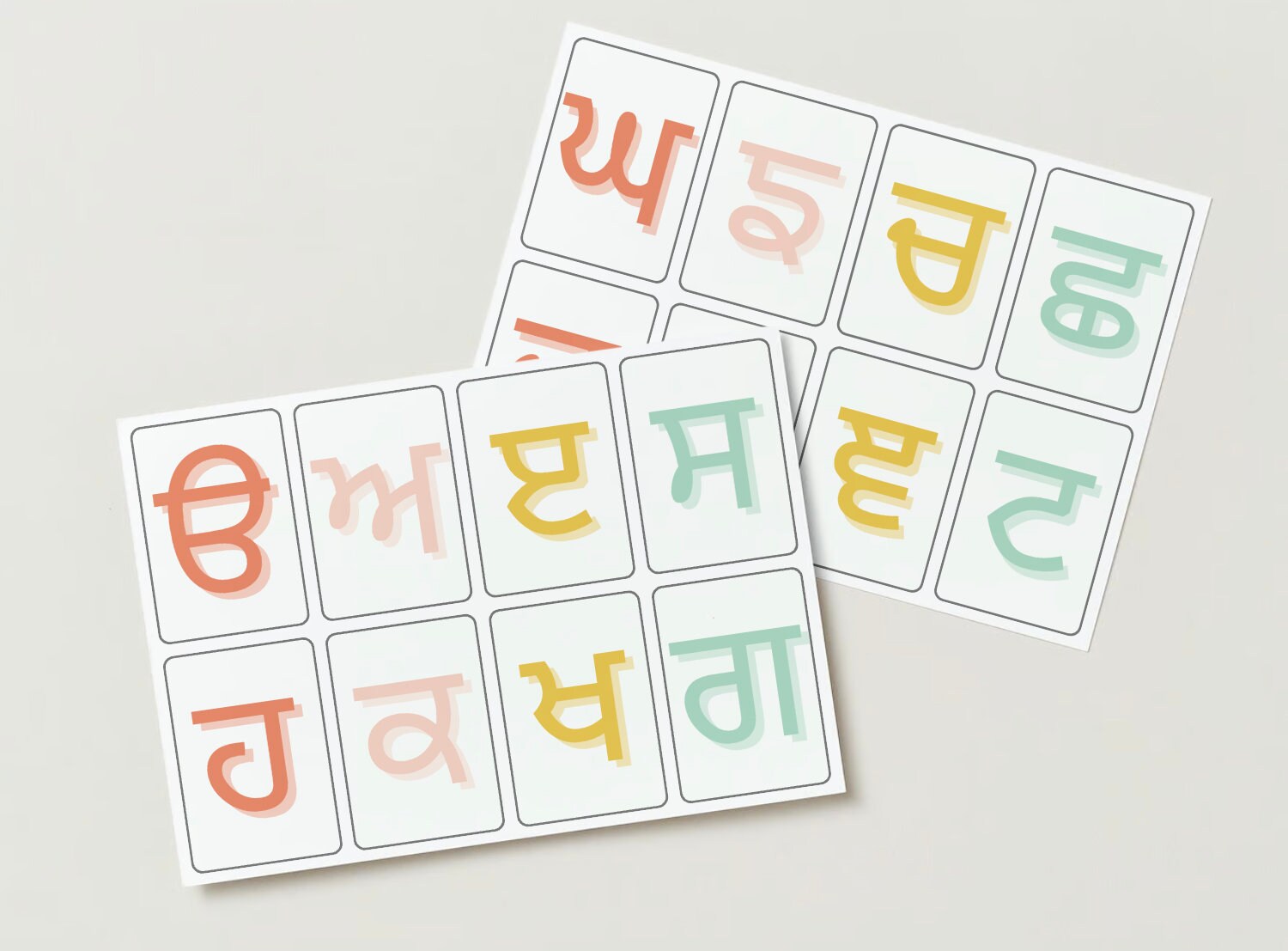 Punjabi Gurmukhi Alphabet Flash Cards Printable Punjabi Etsy
