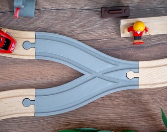 Train Track Junction, Wooden Train Track Intersection Compatible with Brio, Lillabo, IKEA Trains