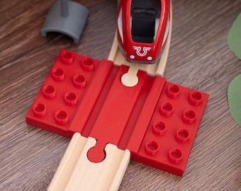 Duplo Compatible Train Track Adapter, Brio Wooden Train Track Intersection, Compatible with Brio, IKEA Trains