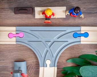 Train Track Replacement parts, Wooden Train Crossing Intersection Compatible with Brio, Lillabo, IKEA Trains