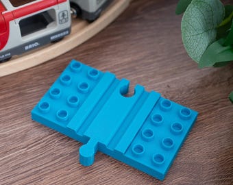 Upgrade Kids Train Set - Duplo to Wooden Railway Adapter - Connect Duplo Bricks with Brio & IKEA Lillabo Tracks for Bigger Layouts EV9