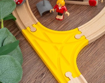 Train Track Gift for Toddler, Crossing Fits Brio IKEA Thomas and others wooden train tracks others, Birthday Christmas, Ages 2 - 6