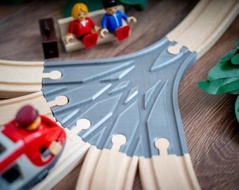Train Lover Gift for 3+ Year Old Boy - Wooden Railway Expansion Track - Compatible with Brio, IKEA & Bigjigs  DJ1